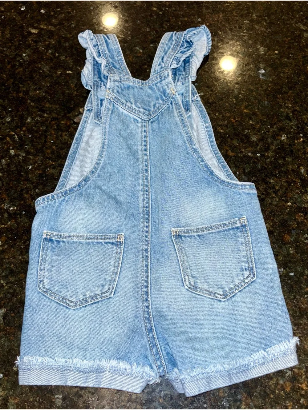 GAP Light Blue Denim Shortalls with Frayed Hem